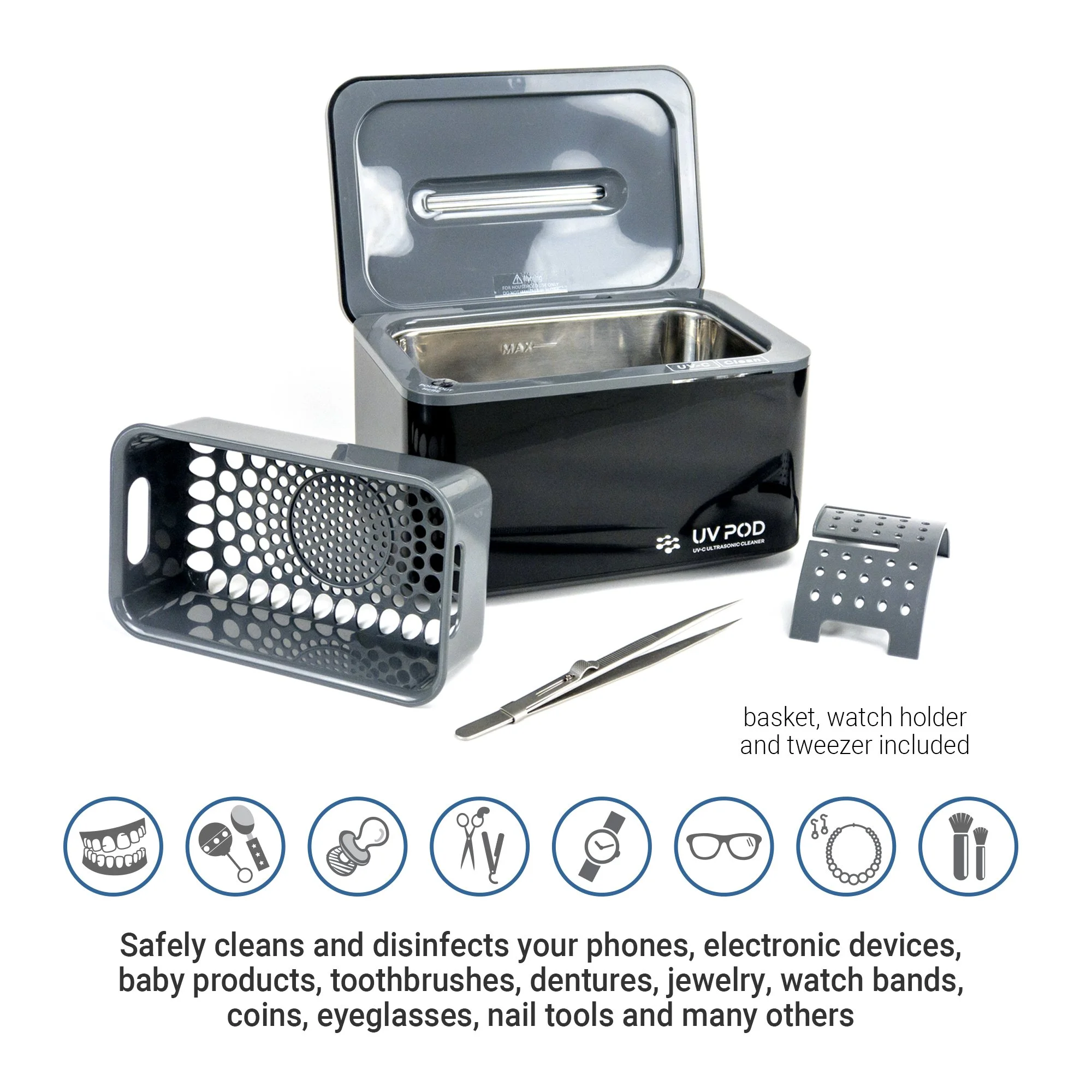 Ultrasonic Cleaner & UV Light Sanitizer (Black Version) - Image 3